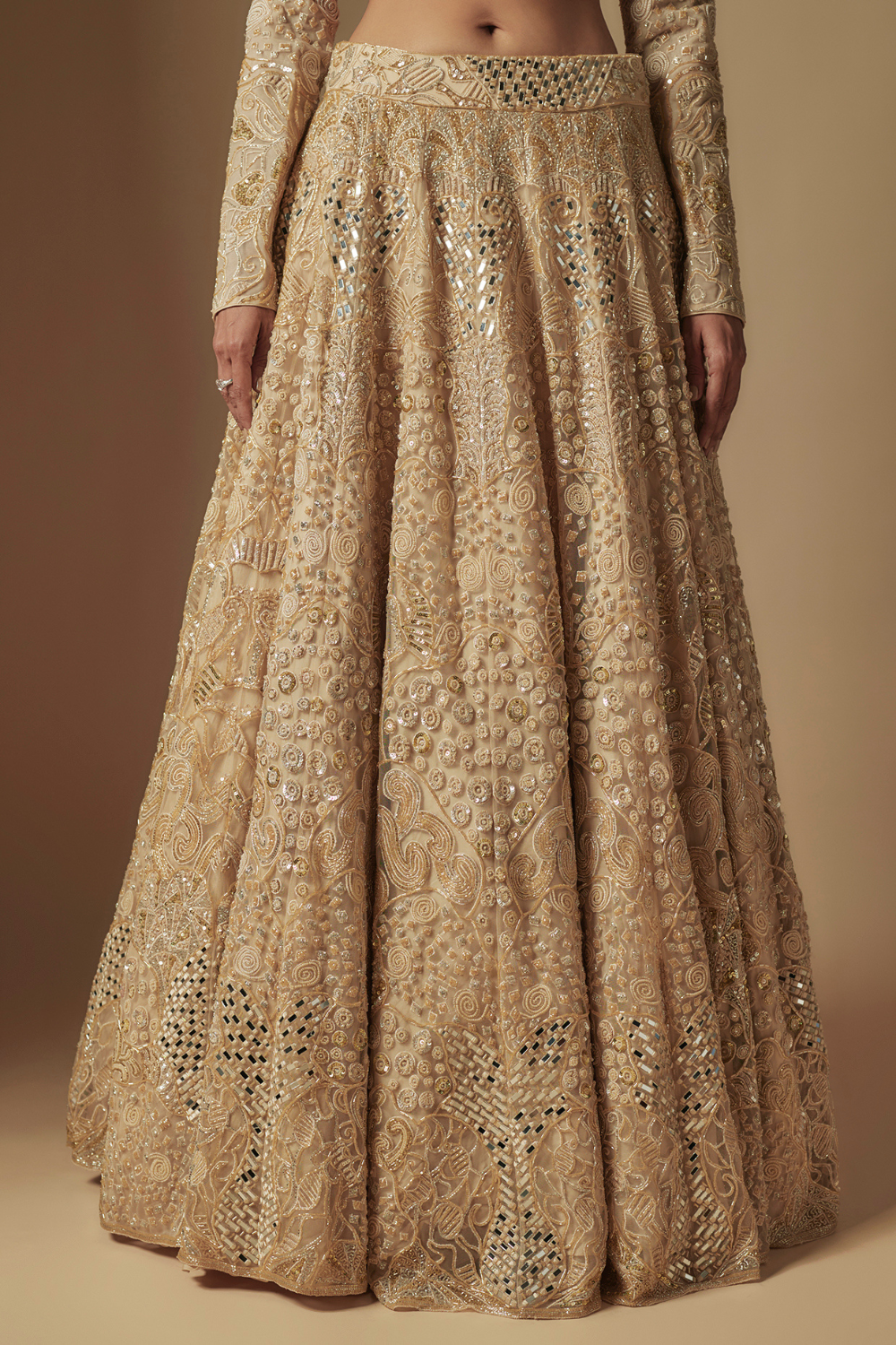 Bronx Full Embroidered lehenga paired with blouse and dupatta
