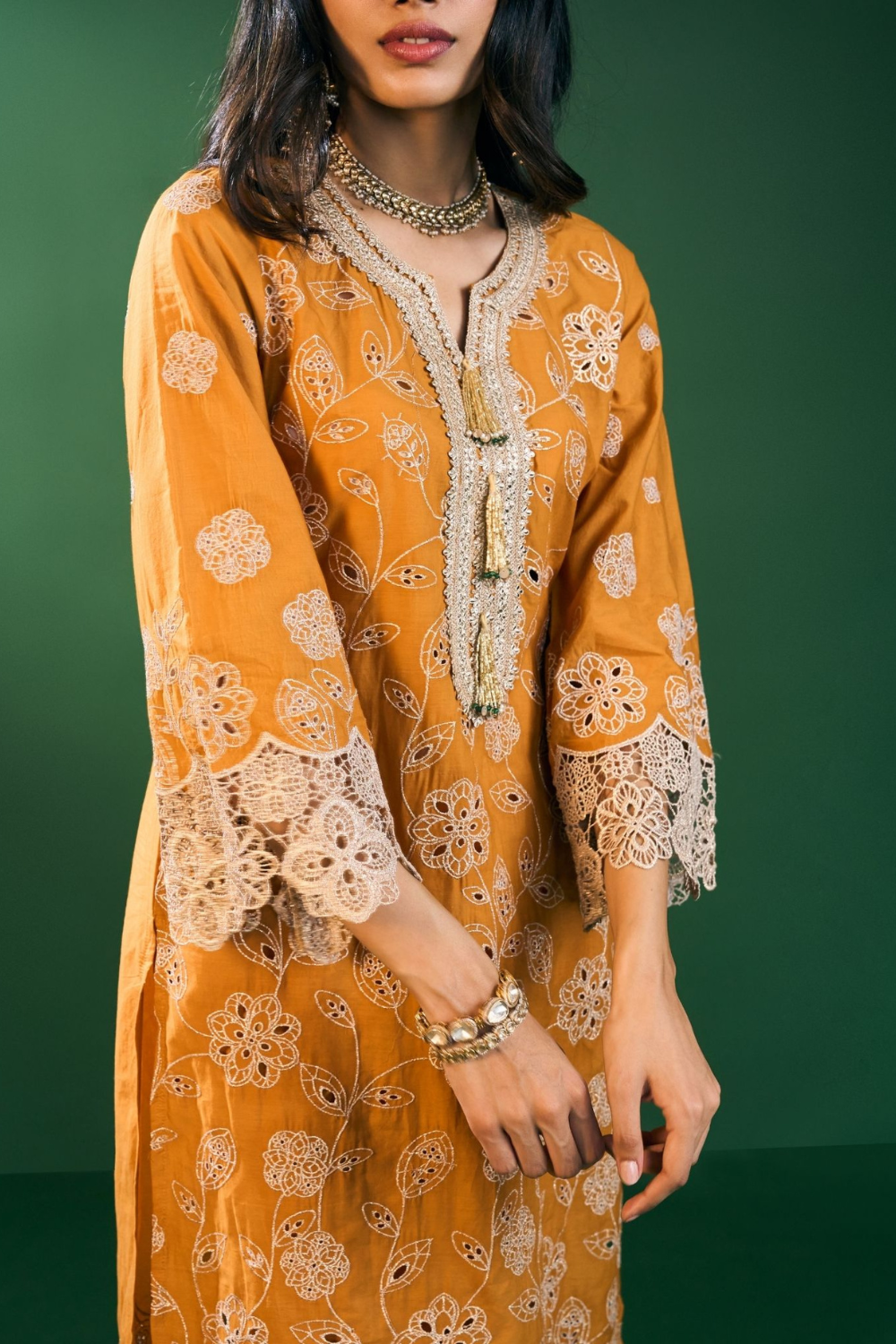 Arisha Supima Cotton Mustard Kurta Set