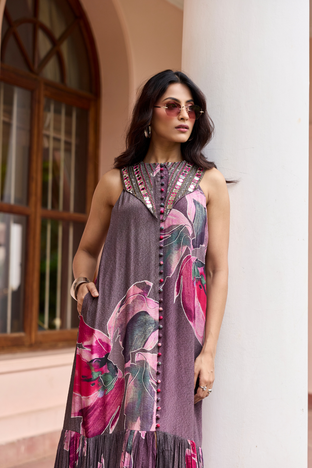 PLUMICIOUS FLORAL SHIRT MAXI DRESS