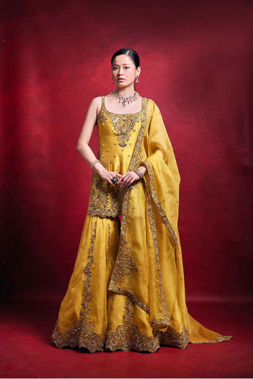 MUSTARD GHARARA SET
