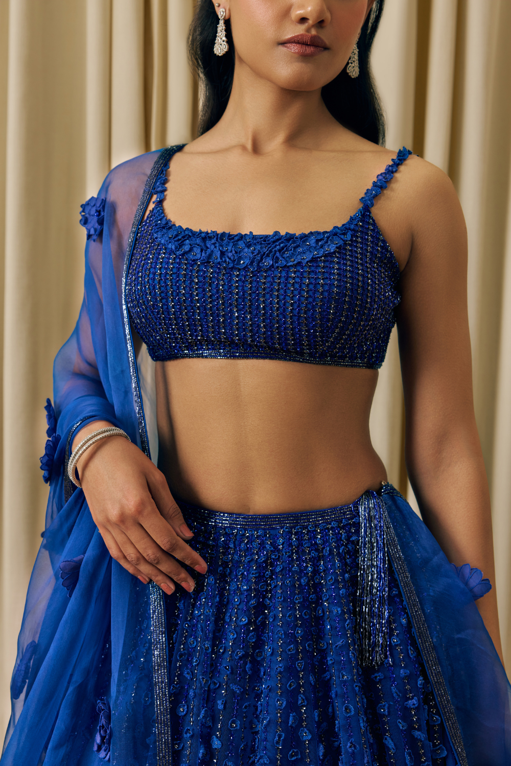 3d flower lehenga