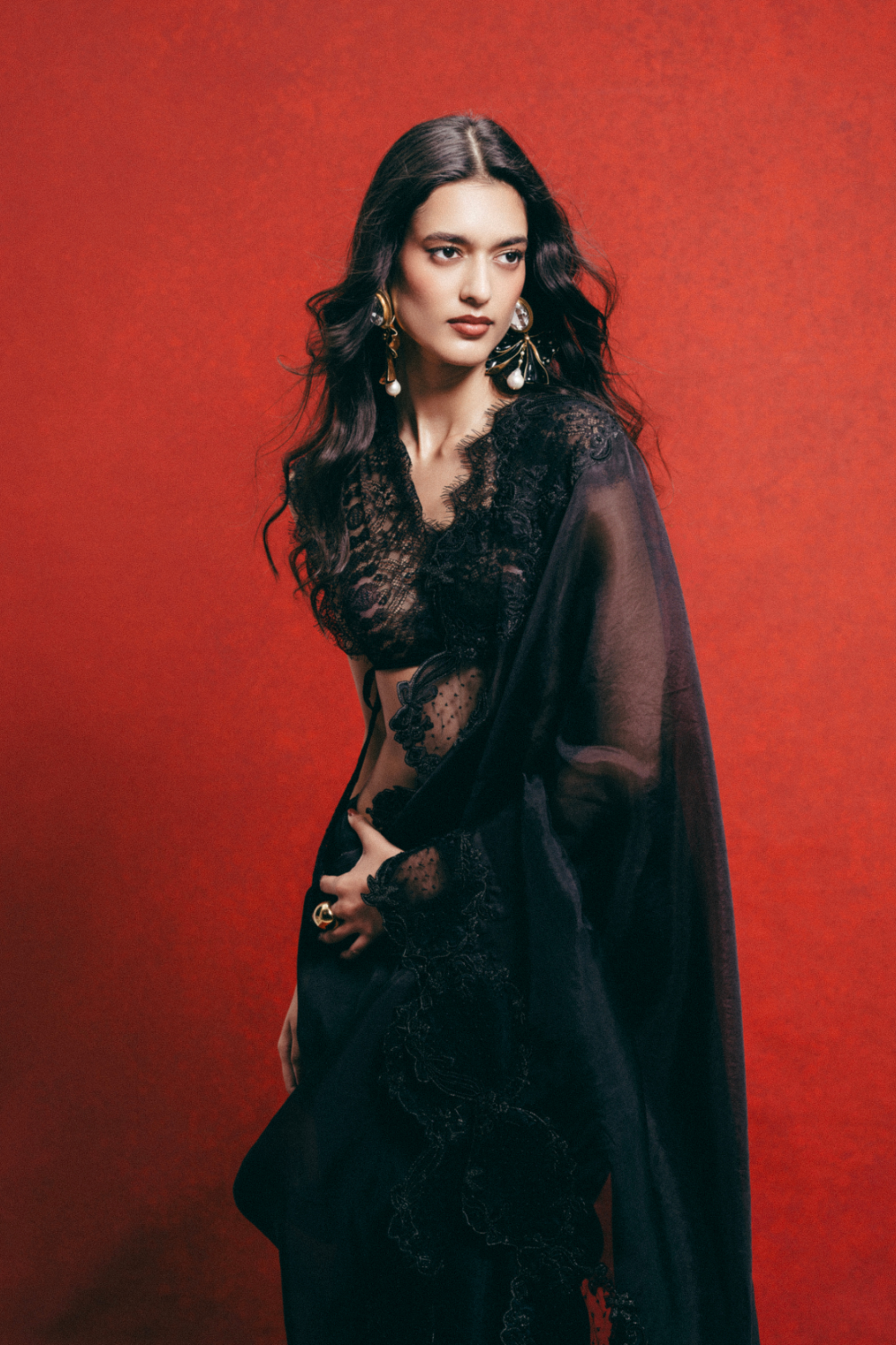 Handwoven Black Kora Banarasi Saree