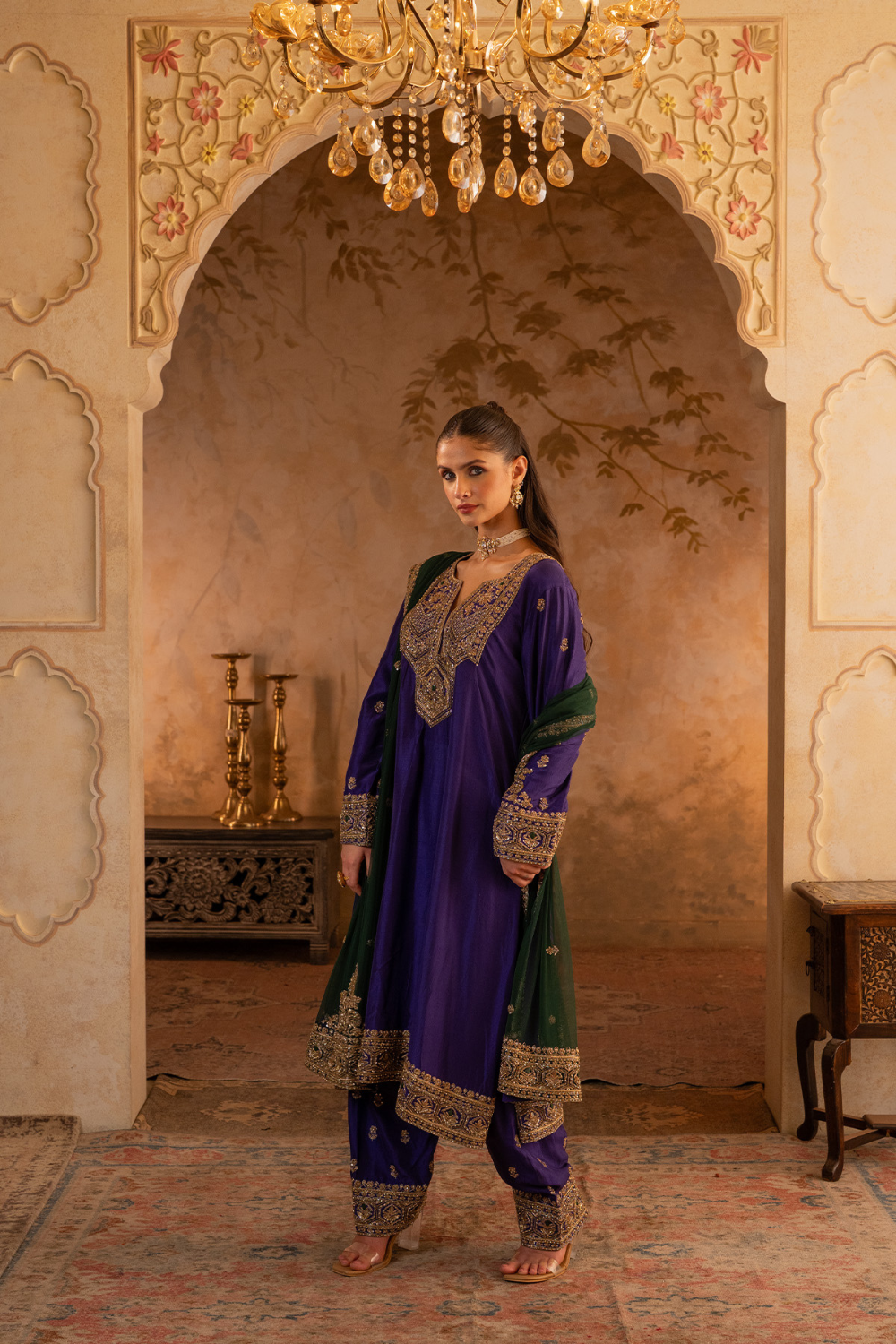 Purple Silk Suit Set