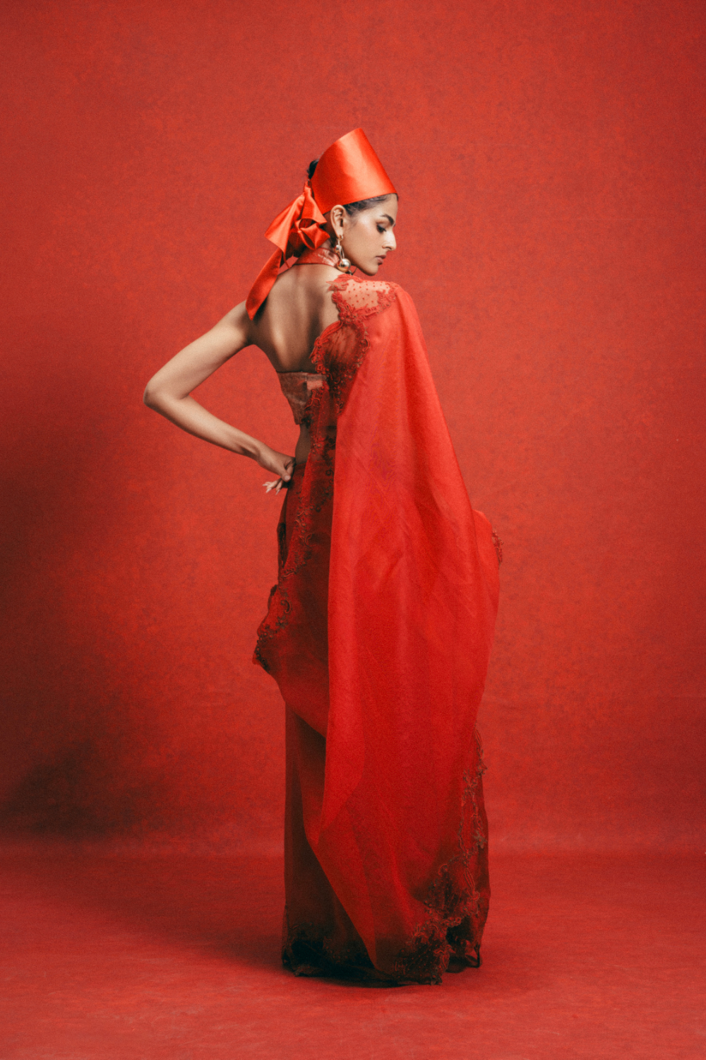 Handwoven Red Kora Banarasi Saree