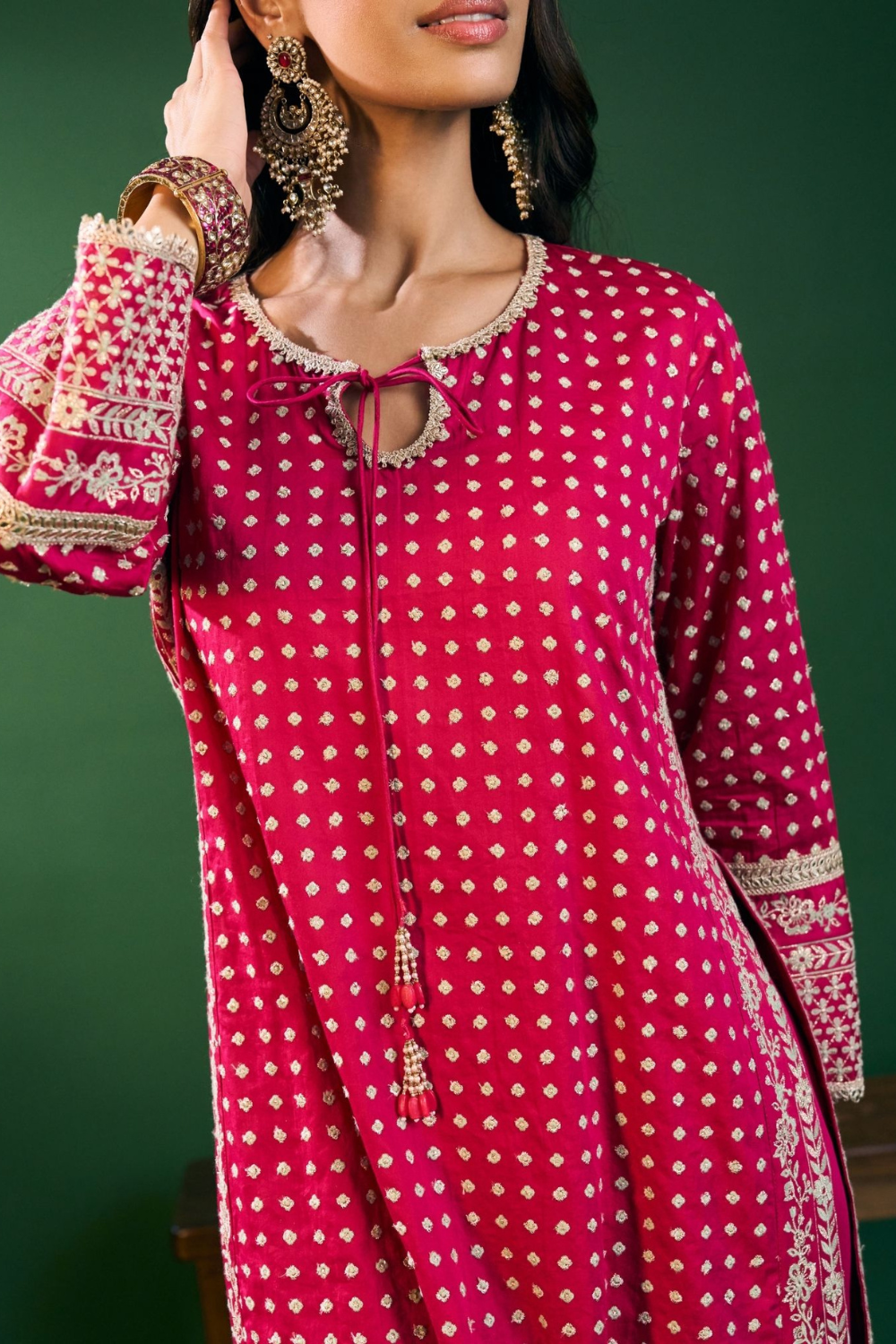 Reya Pima Satin Fuchsia Kurta Set