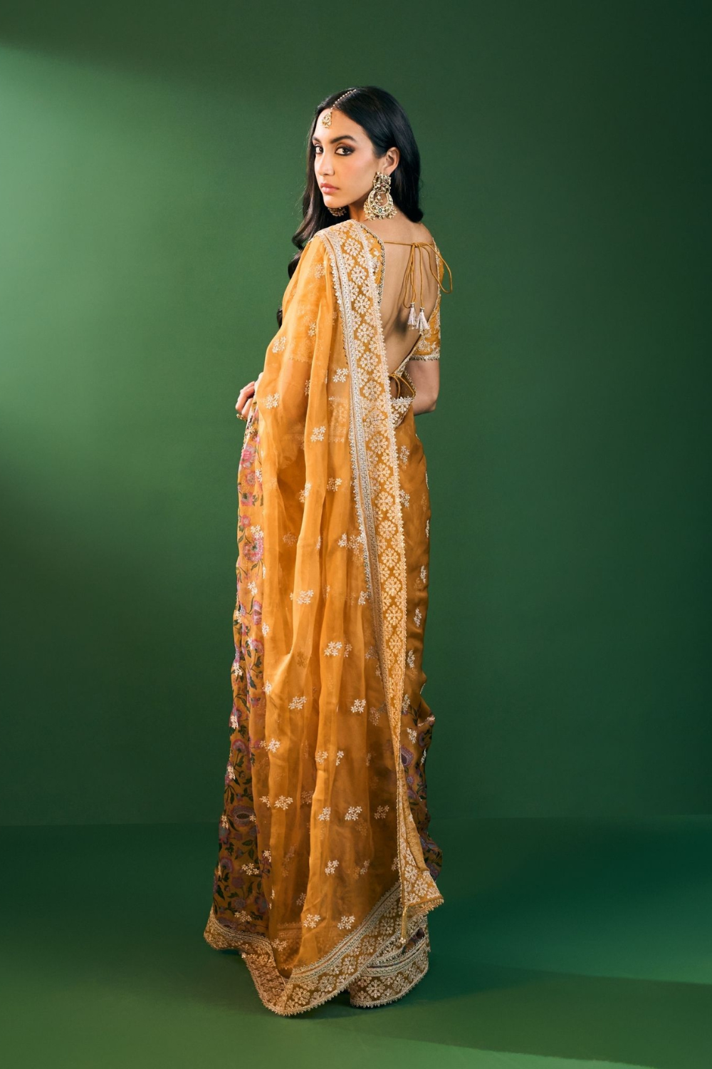 Leya Organza Printed Mustard Saree