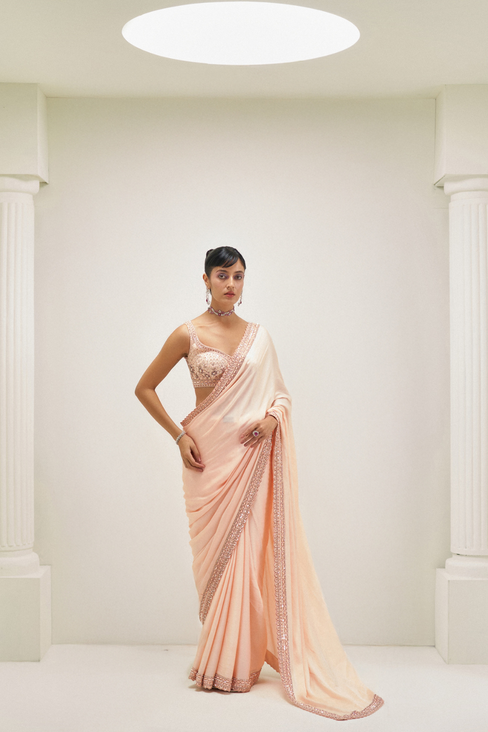 Sundrenched Peach Saree Set