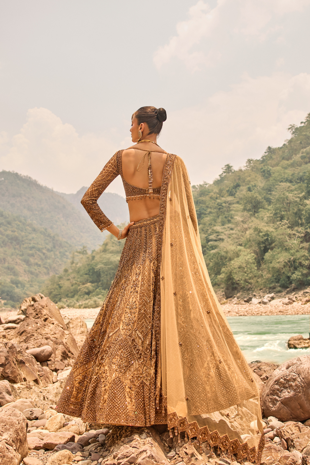 COPPER JEWELLED LEHENGA