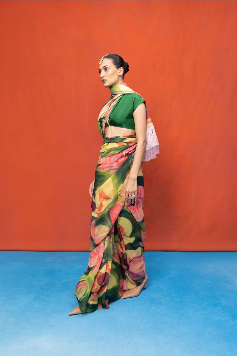 Multicolour Chiffon Digital Print Saree