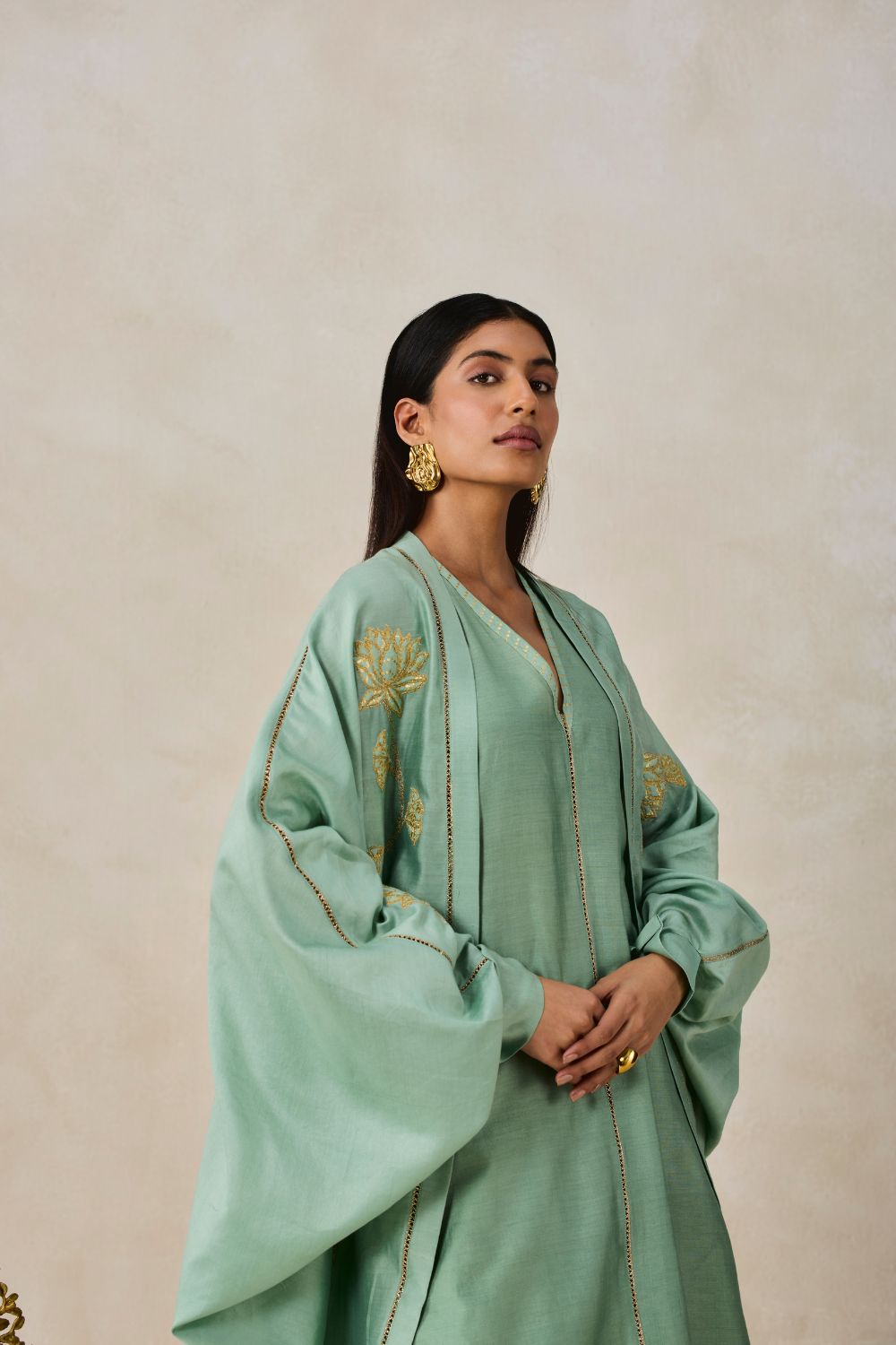 Chanderi Jacket Style Kurta With Salwar Set