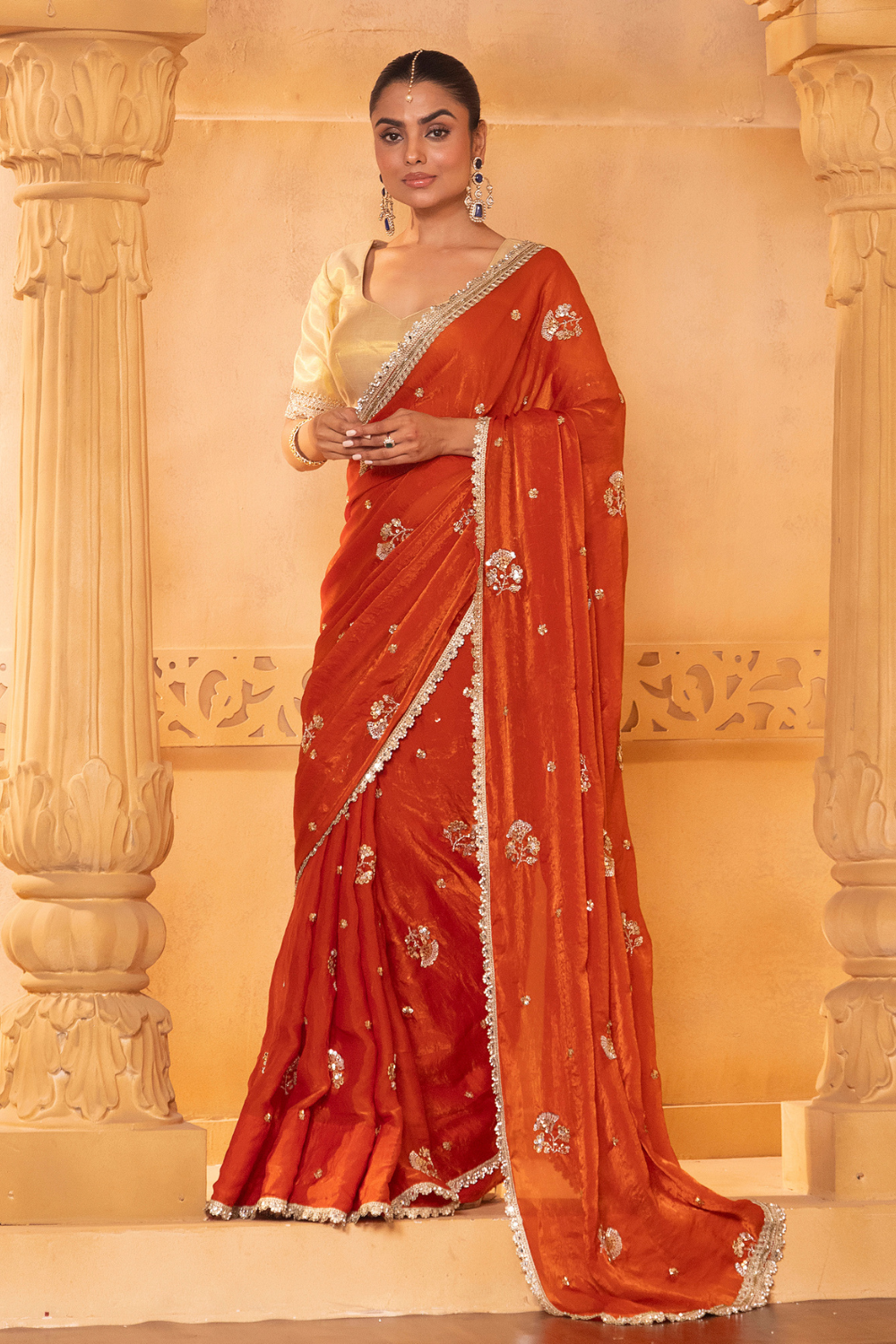 Burnt Orange Saree Set
