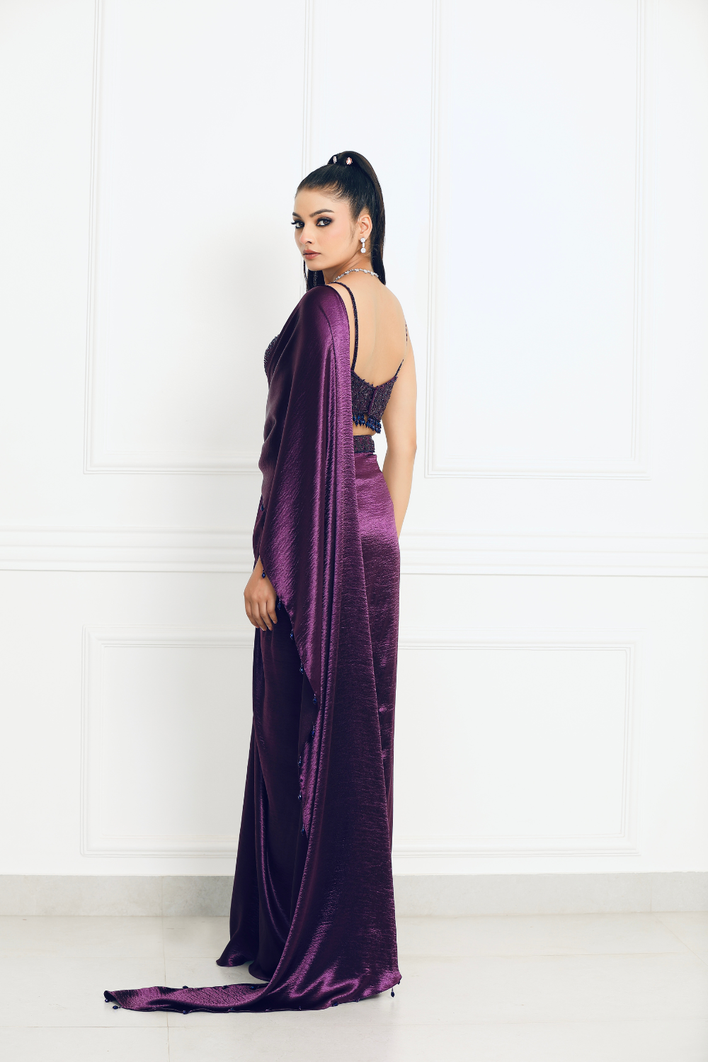 Moonlight Orchid Drape Saree