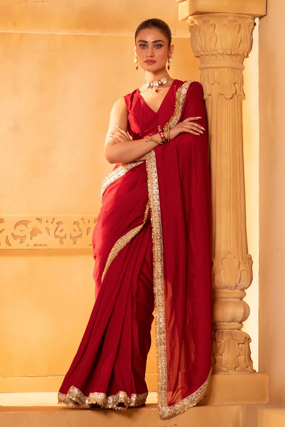 Red Saree Set