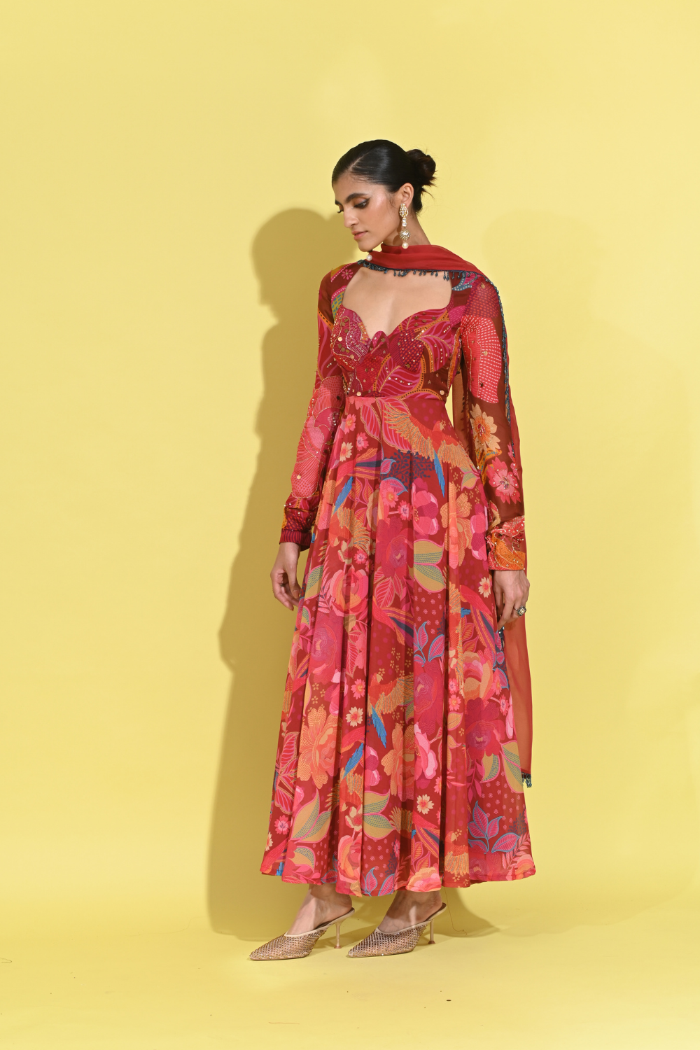 Ruby Anarkali Set