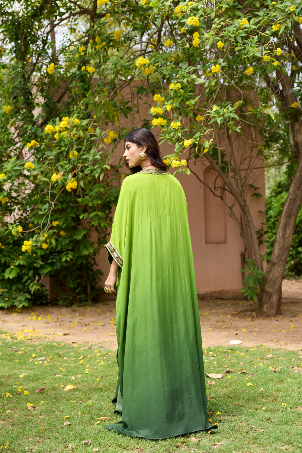 ALGAE GREEN OMBRE KAFTAN SET