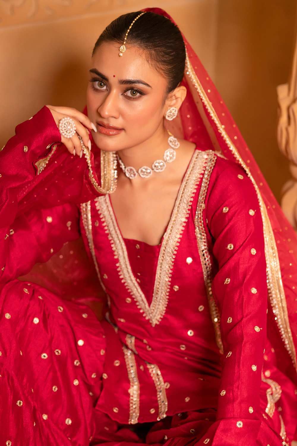 Red Kurta and Sharara Set