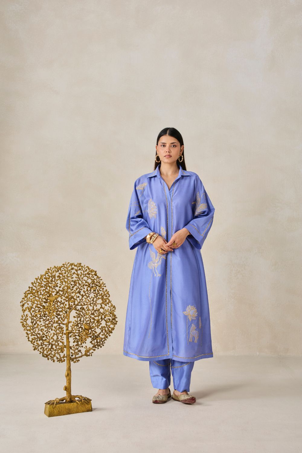 Chanderi Shirt Kurta With Salwar Set