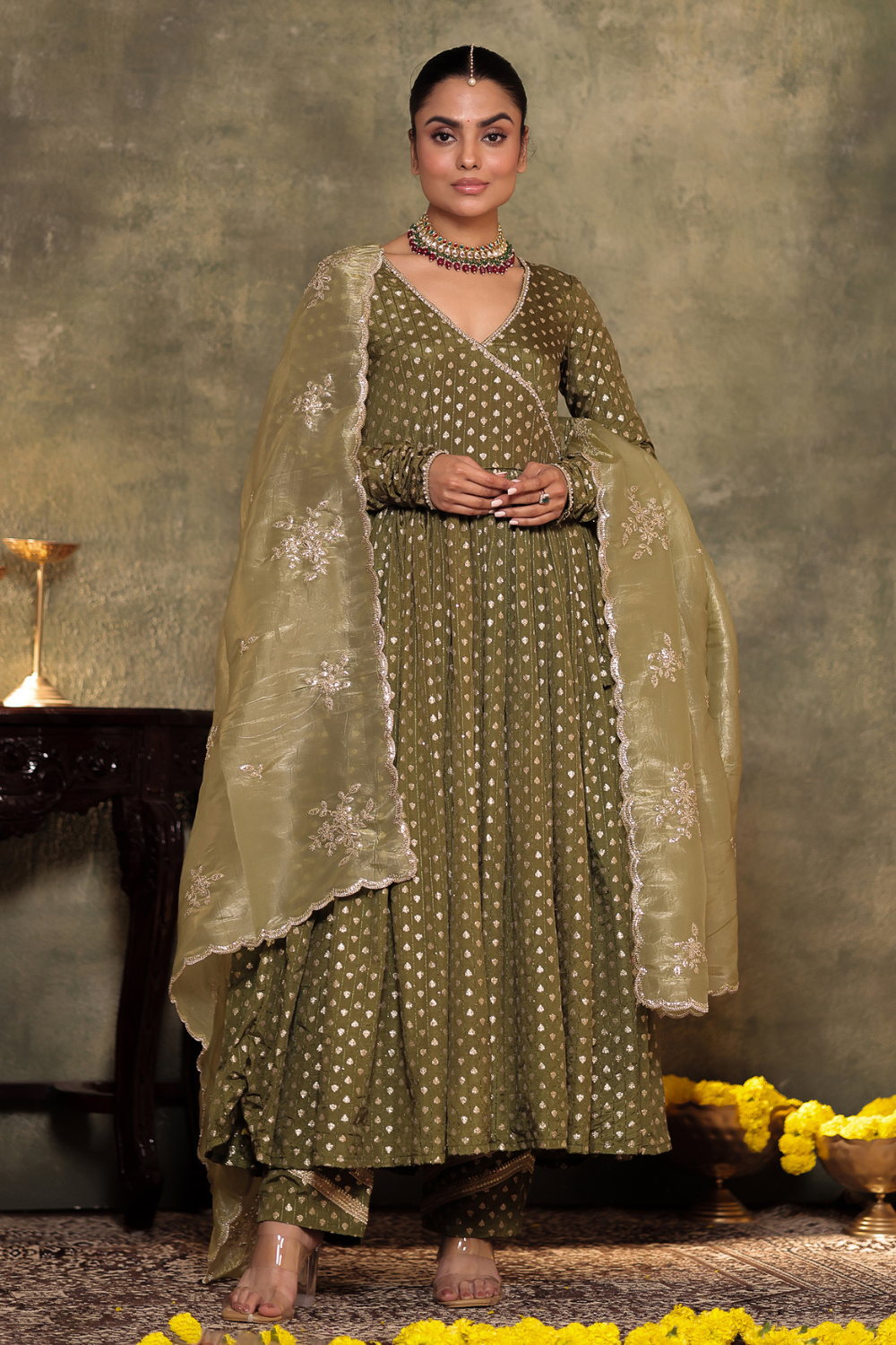 Green Anarkali Set
