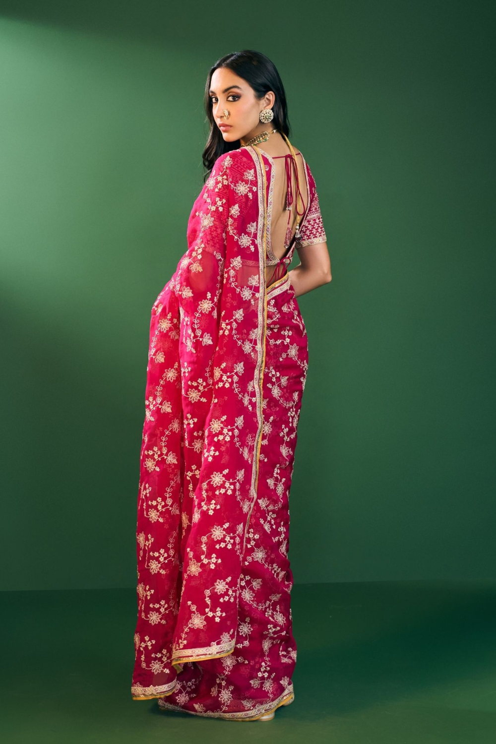 Kavya Organza Fuschia Saree