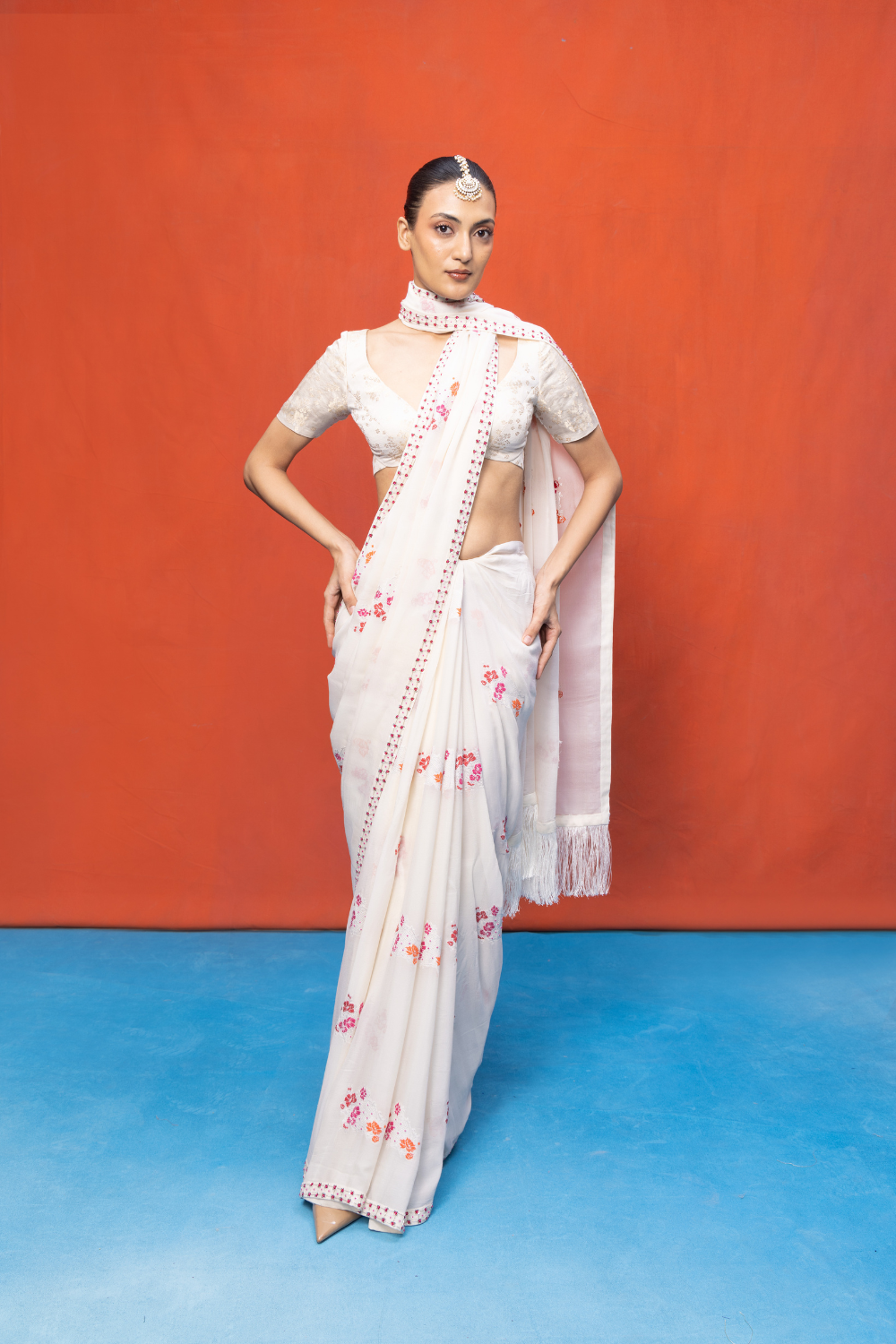 Handwoven Ivory Chiffon Banarasi Saree