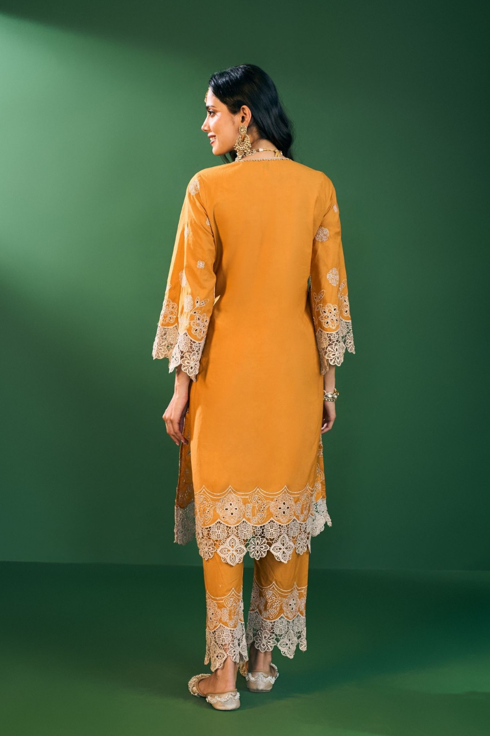 Arisha Supima Cotton Mustard Kurta Set