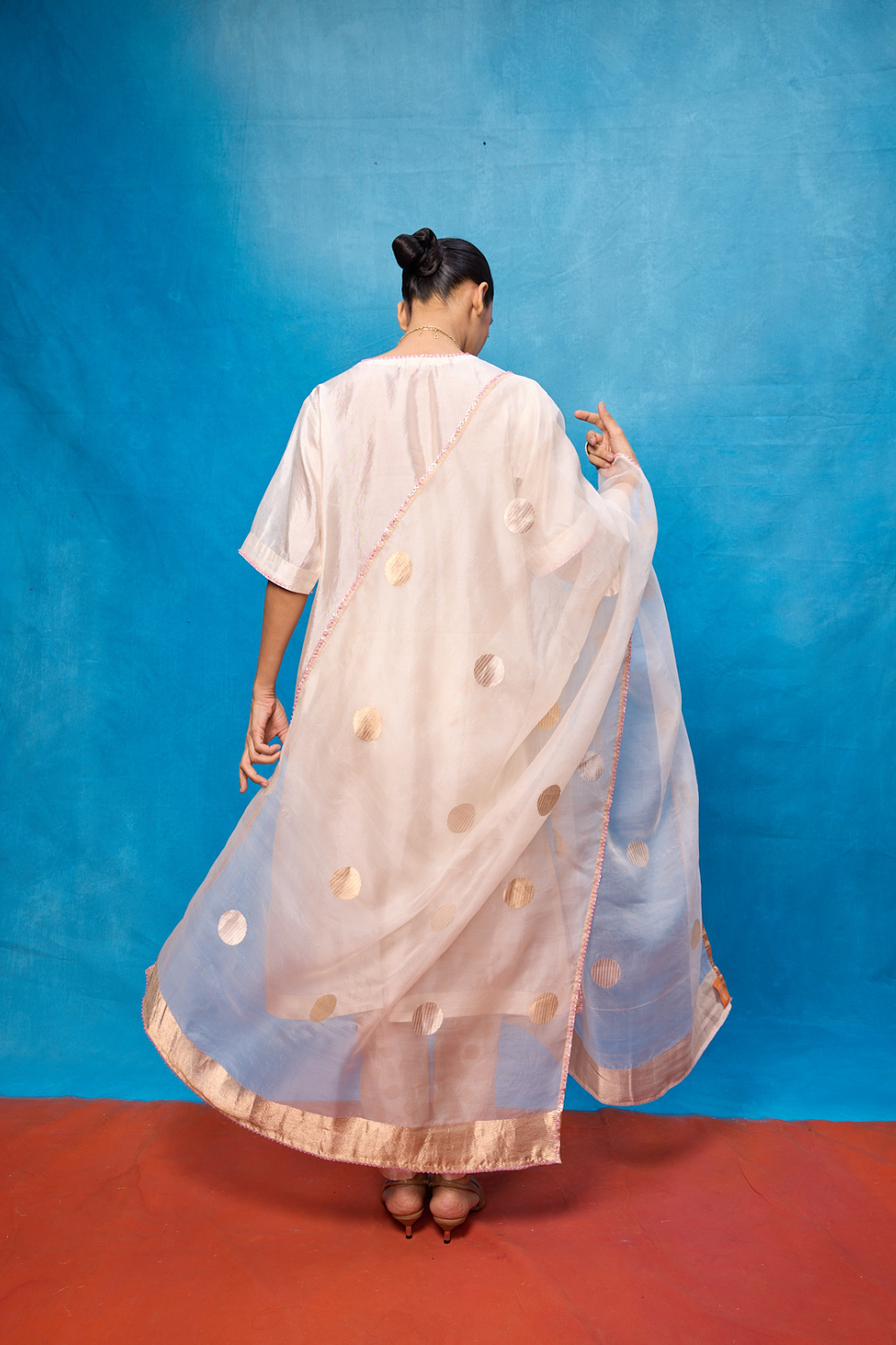 Handwoven Off-White Silk Banarasi Suit Set