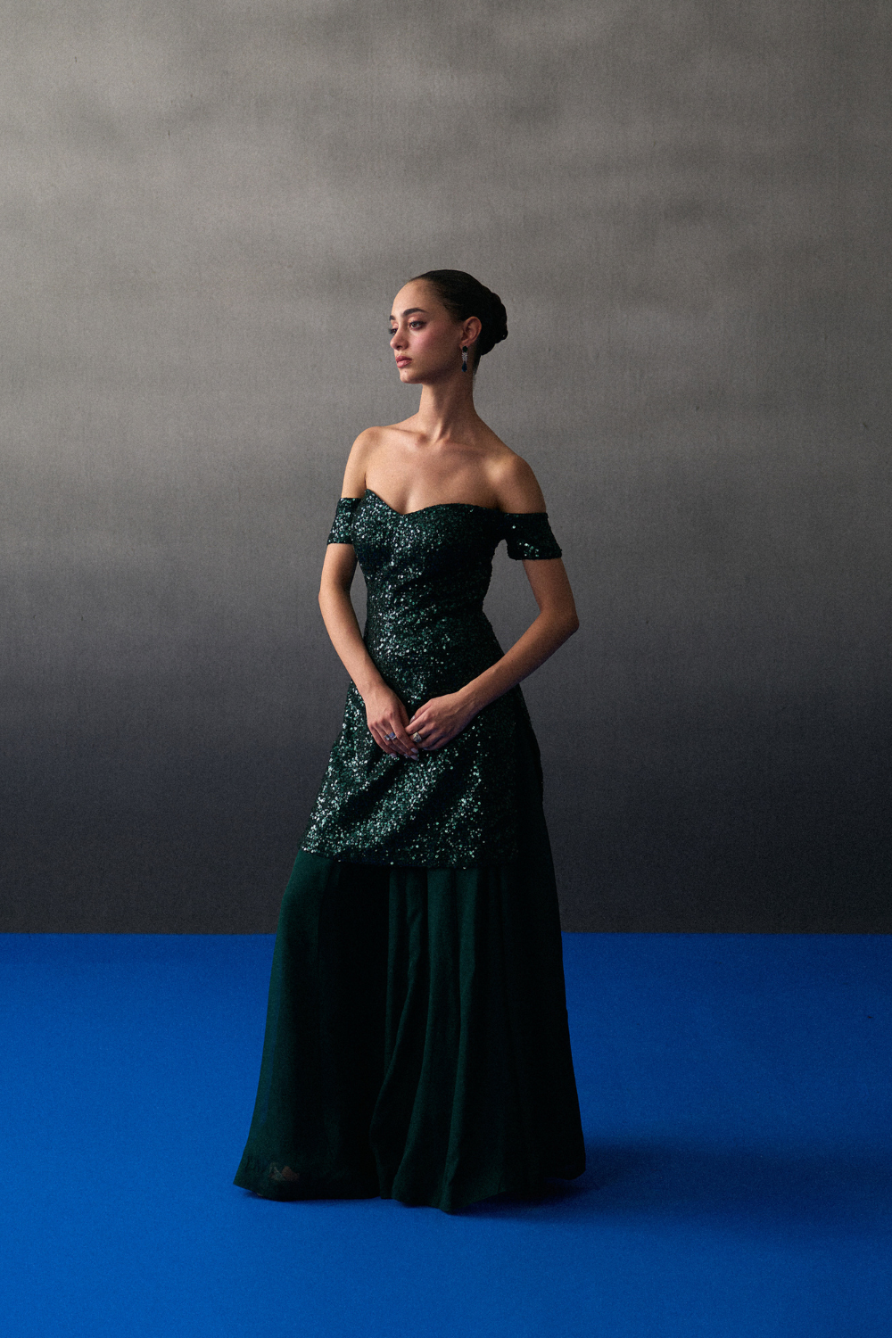 Green Sequins Sharara Set