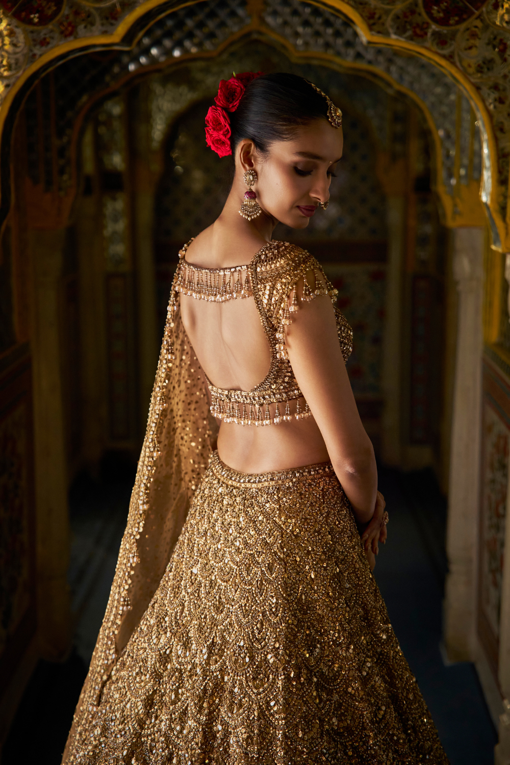 Antique Gold Scalloped Lehenga Set