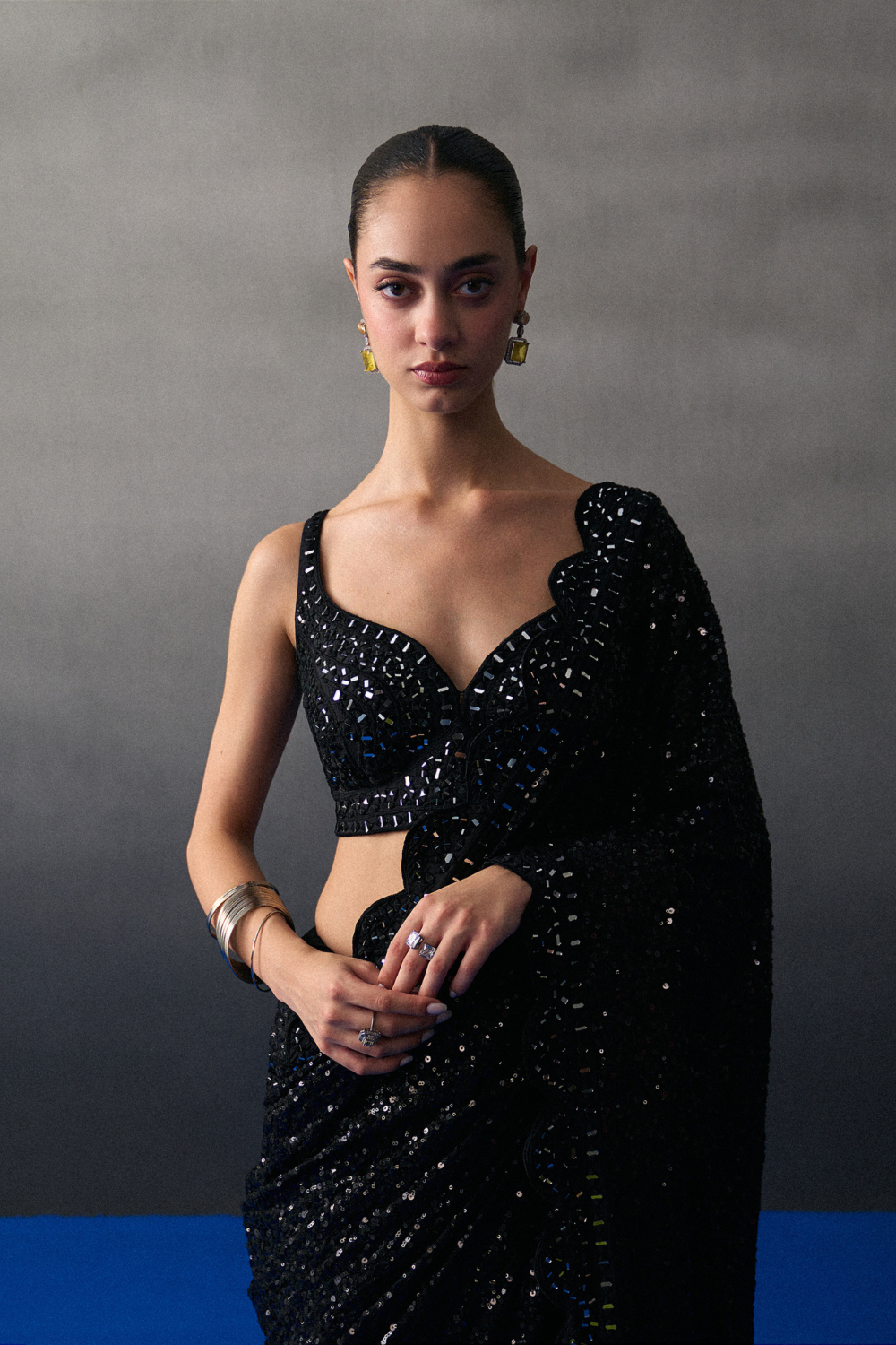 Black Sequins Saree