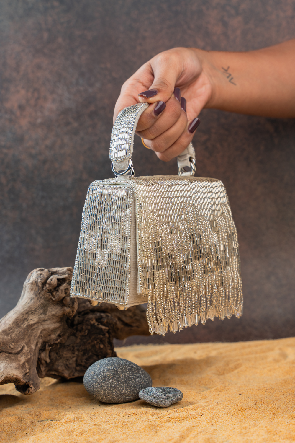 Salli En vie Mini Kasse Tassel Silver