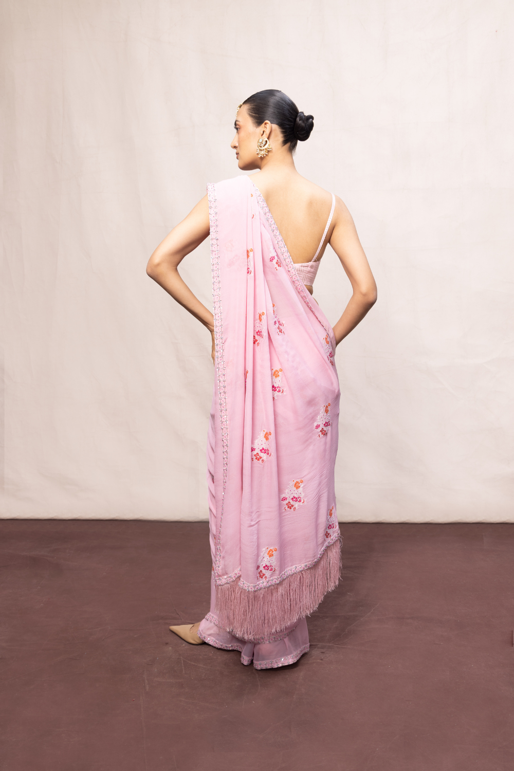 Handwoven Pink Chiffon Banarasi Saree