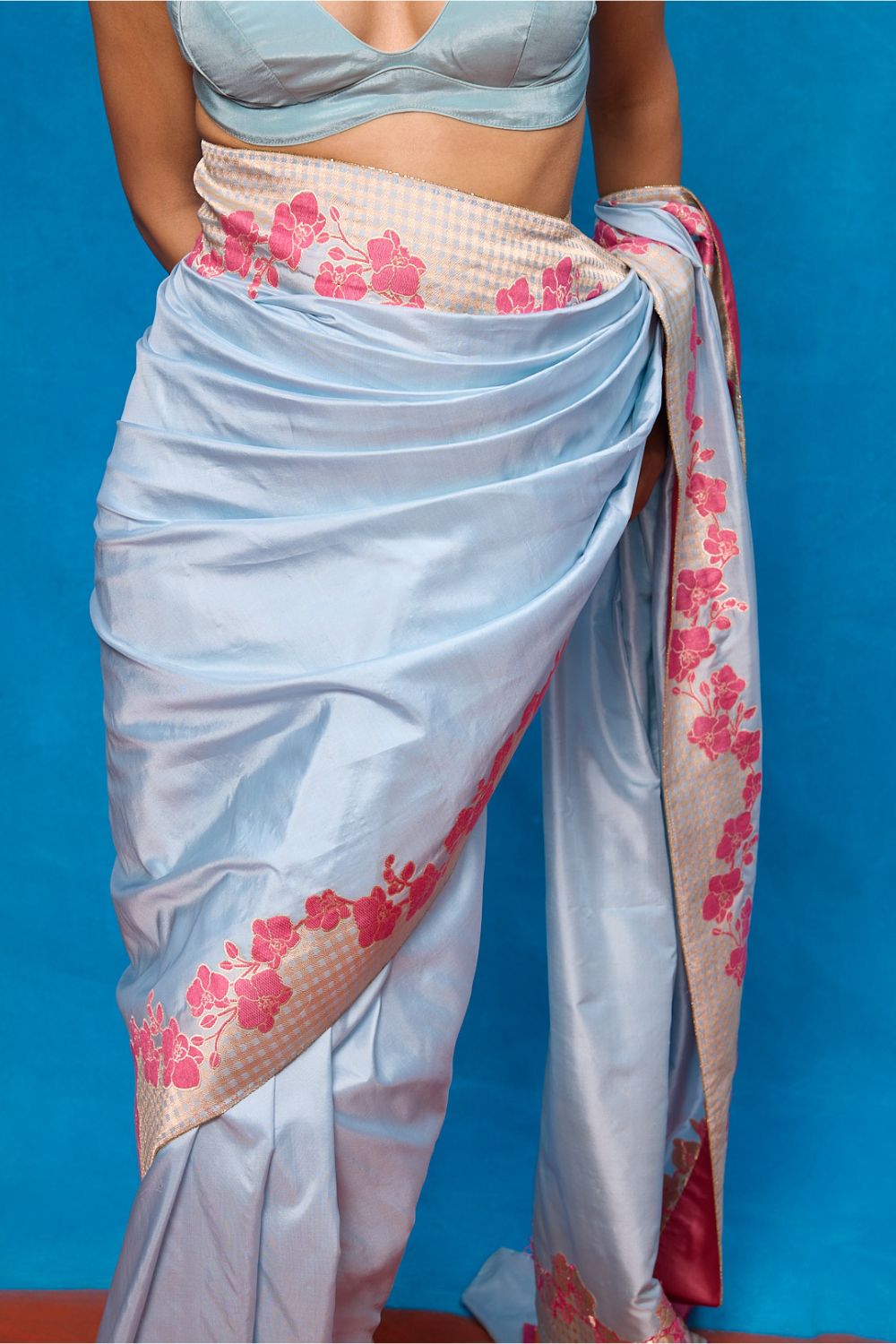 Handwoven Ice Blue Silk Banarasi Saree