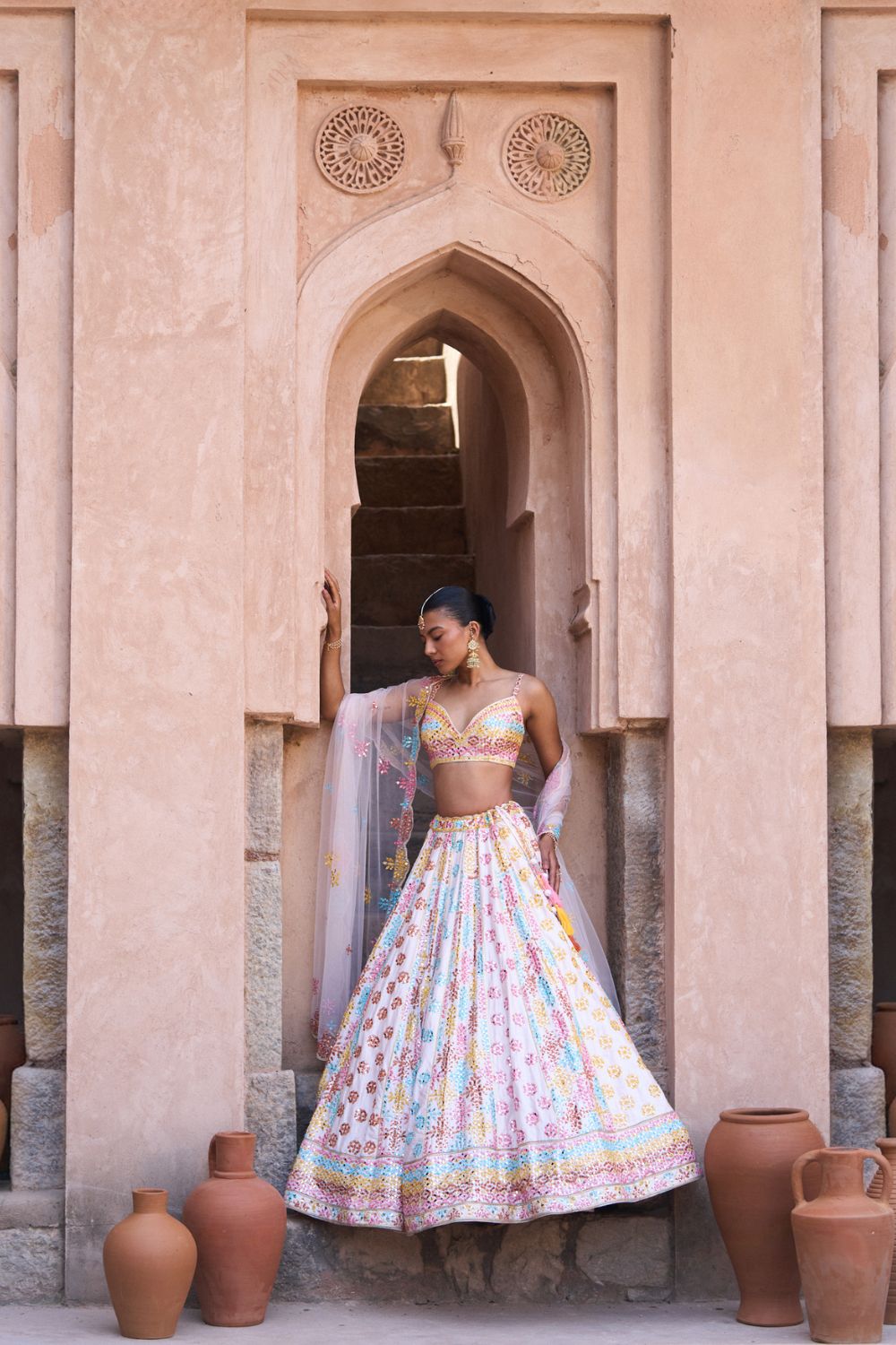 PHOOL — Blush Pink Raw Silk Lehenga Set