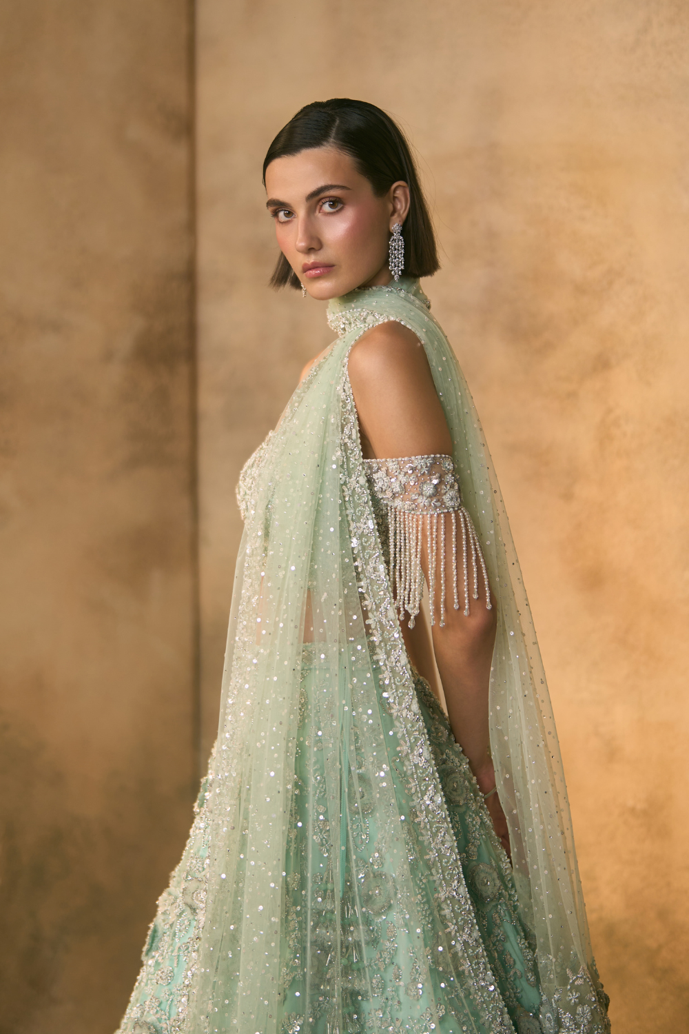 Tiffani Blue Net Lehenga Set