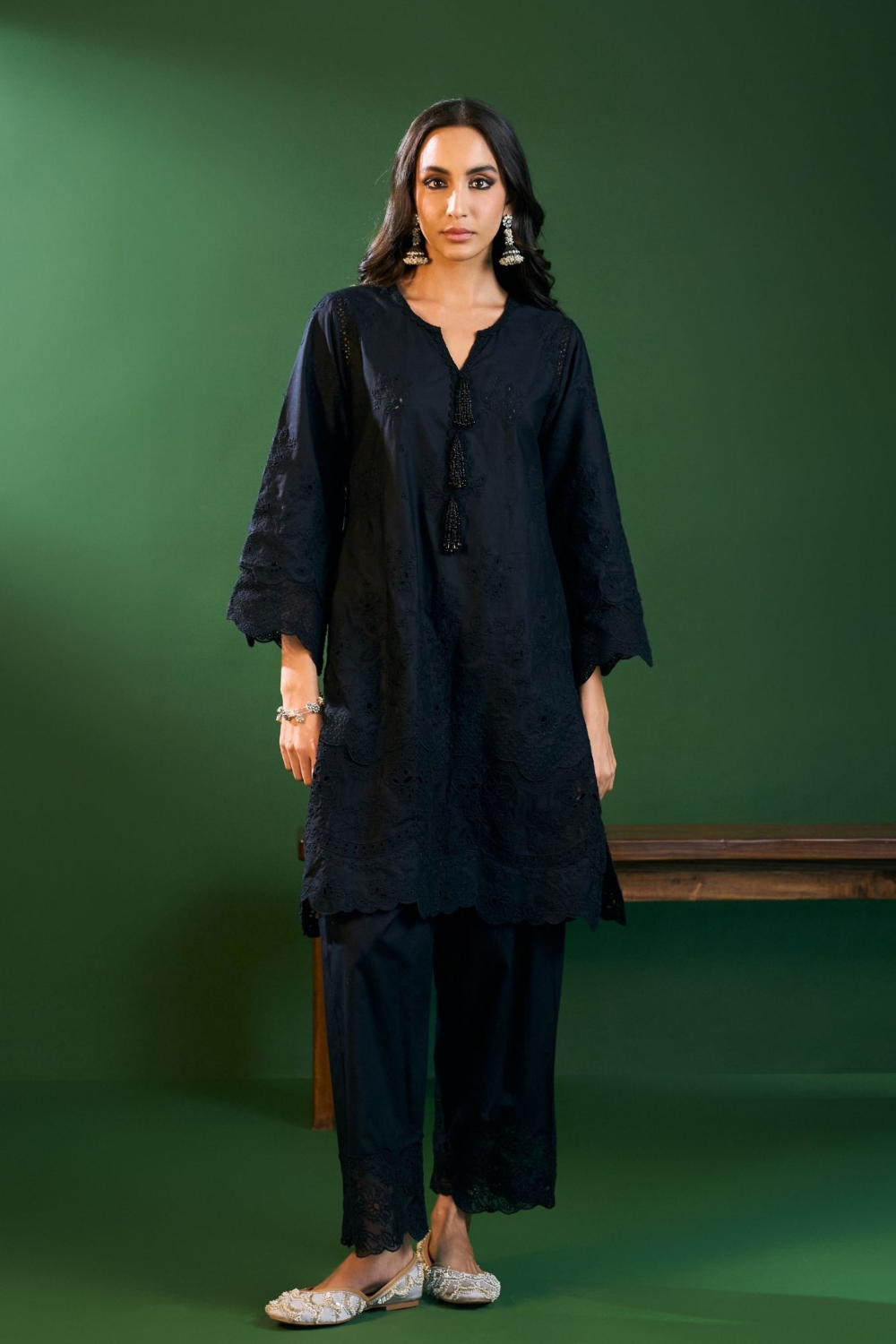 Riva Cotton Black Kurta Set