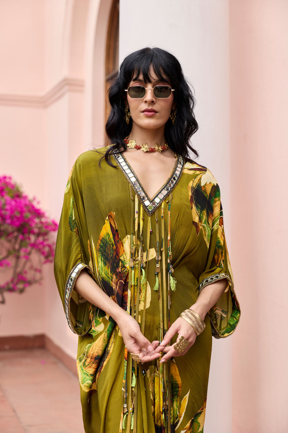 MATCHA GREEN FLORAL KAFTAN