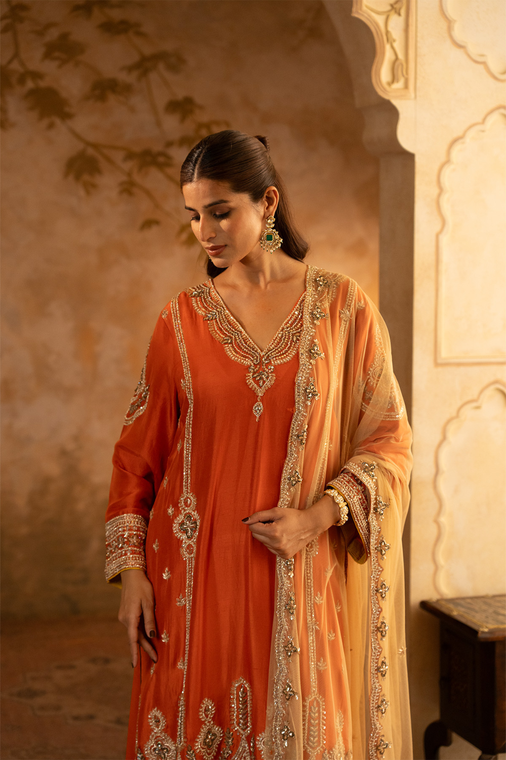 Rust Silk Suit Set