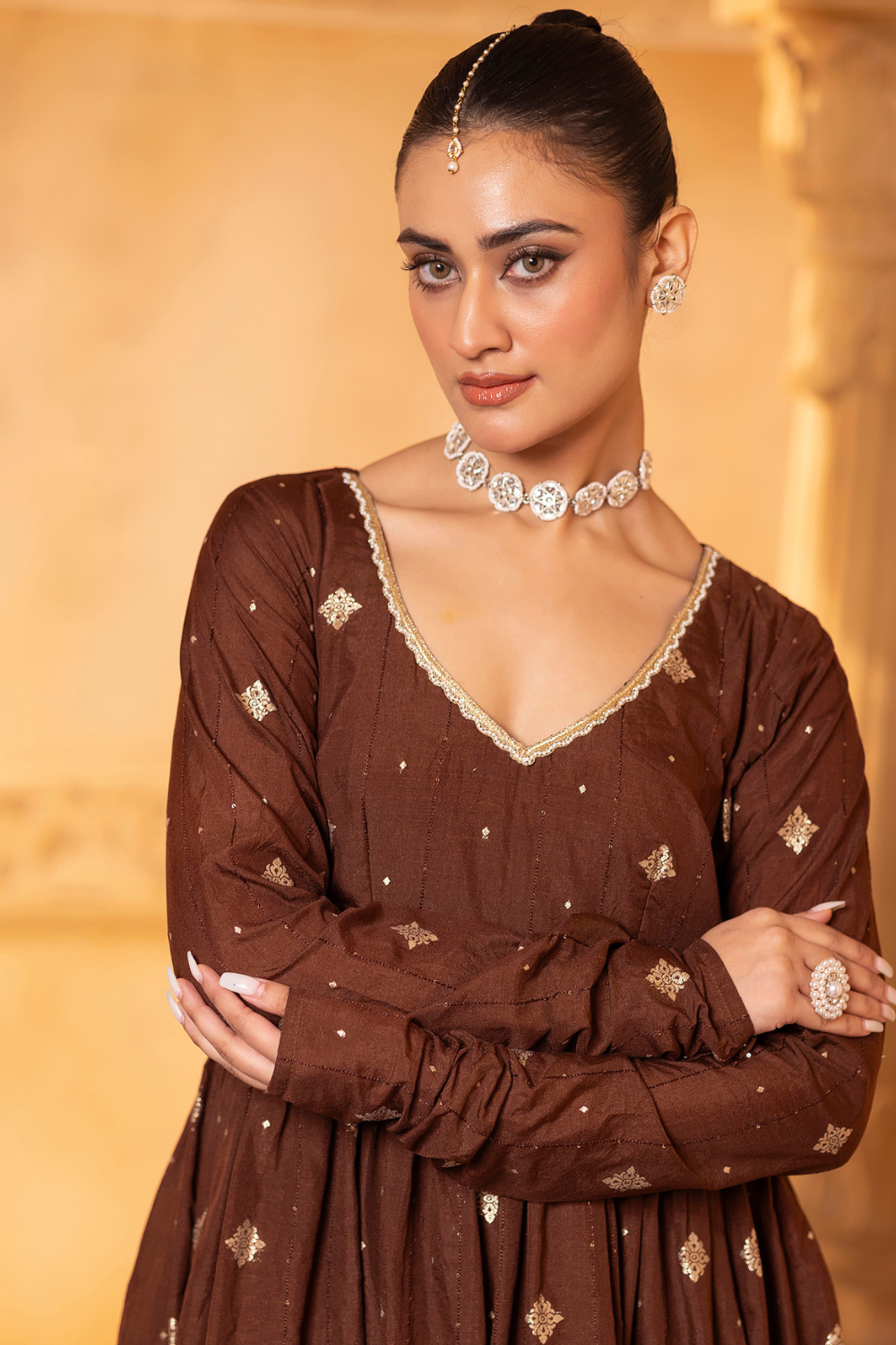 Brown Anarkali Set
