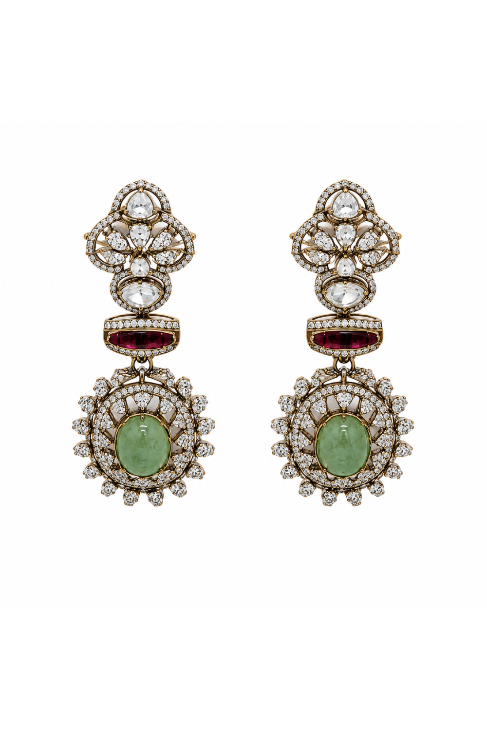Sage Green Semi-Precious Stone Zircon Necklace Set