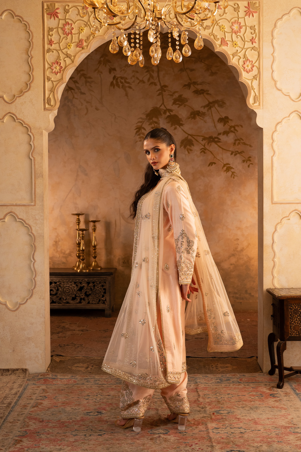 Peach Silk Suit Set