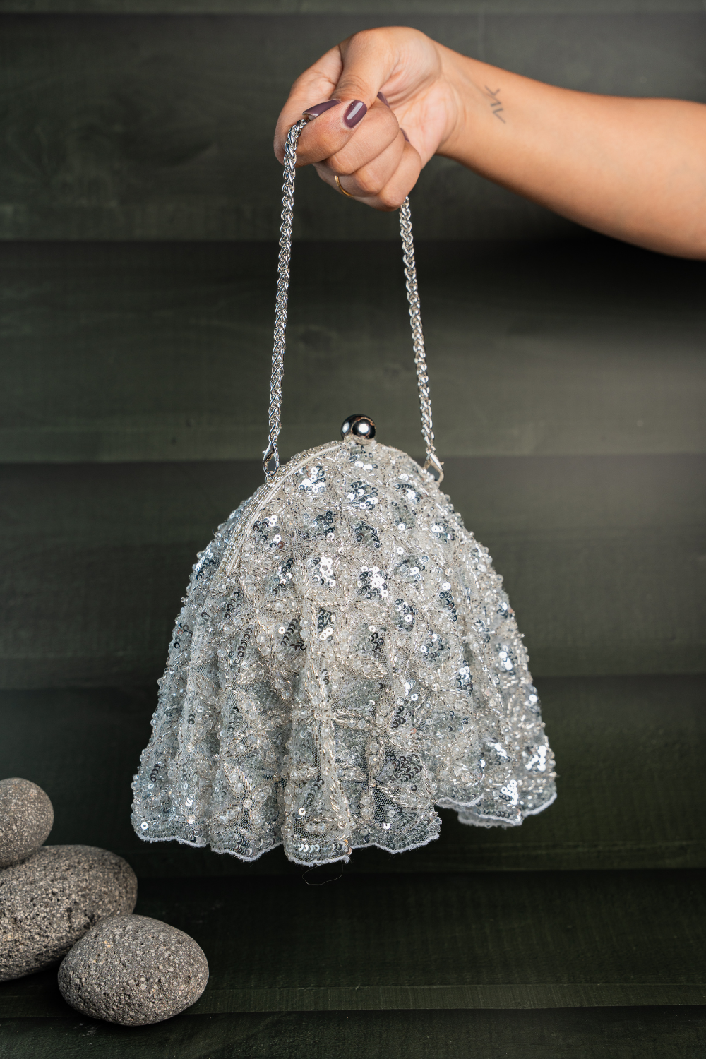 Drape Diva Batua Silver