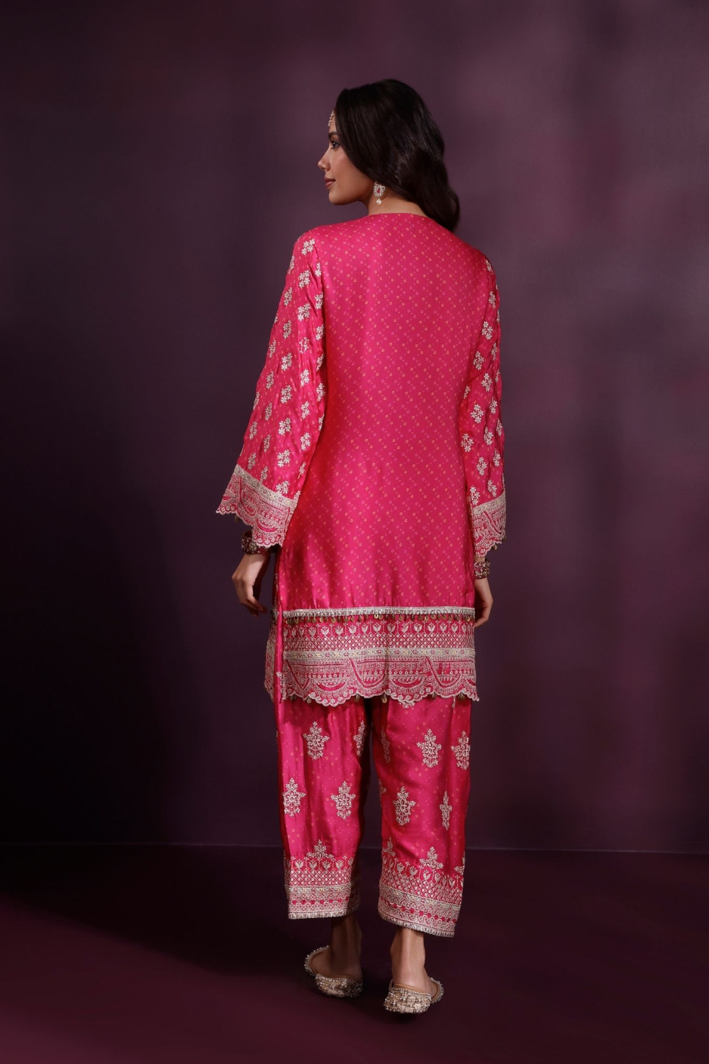 Elira Cupro Satin Fuschia Kurta with Farshi Salwar