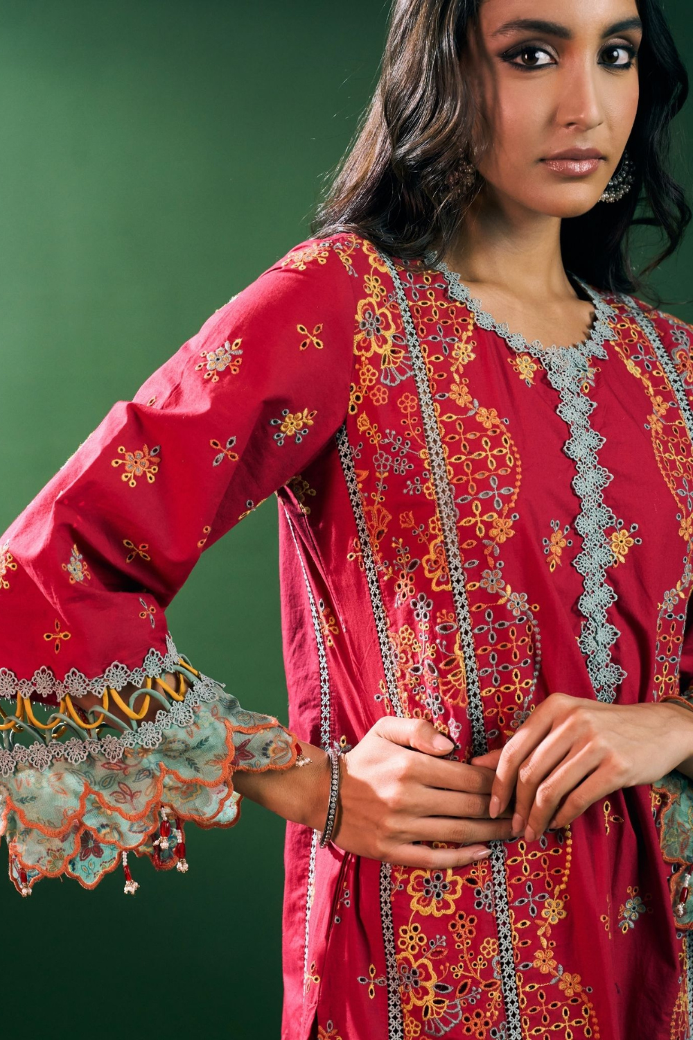 Risa Cotton Red Kurta Set