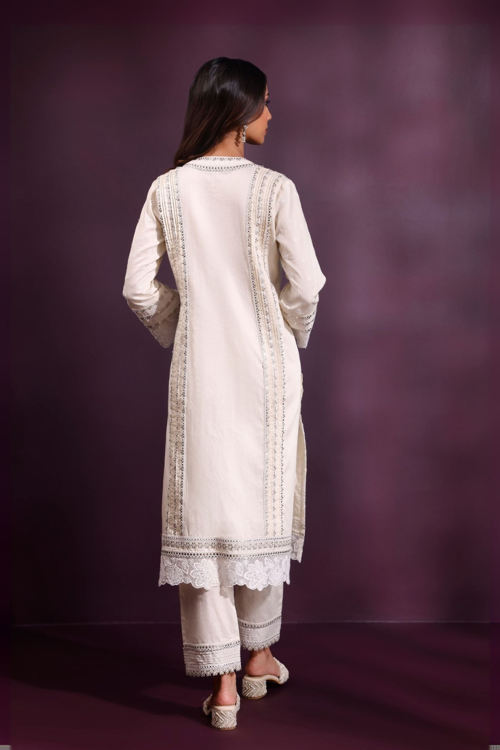 Pira Pima Satin Off White Kurta Set