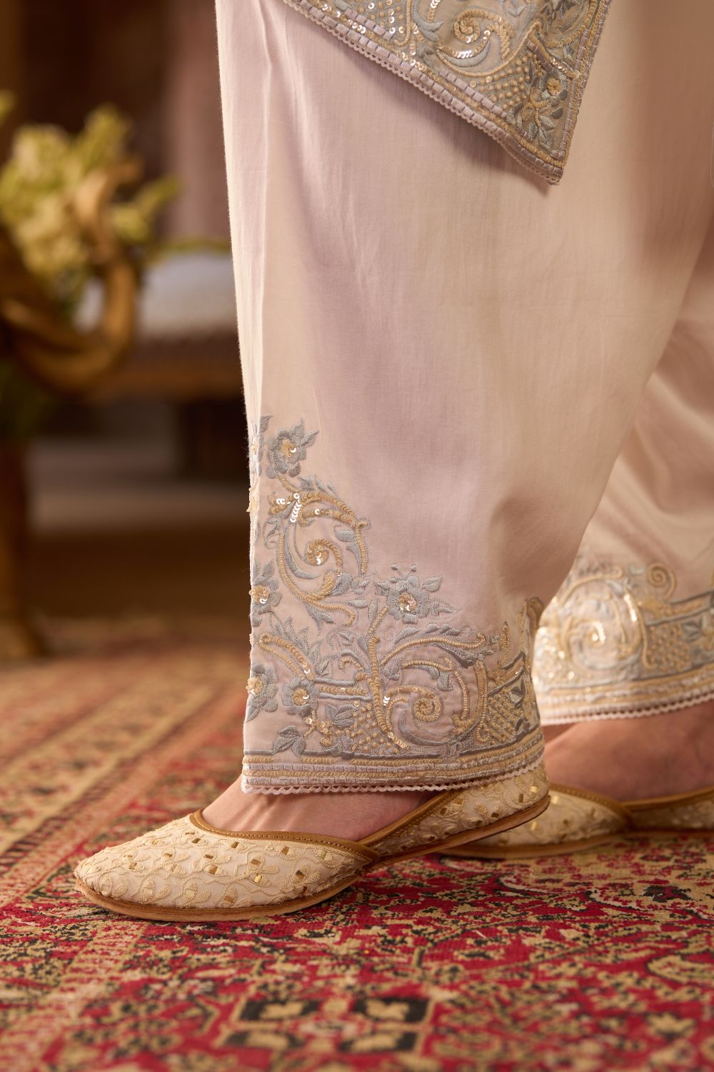 HANI - DAISY IVORY WITH BLUE A-LINE KURTA WITH SALWAR AND DUPATTA