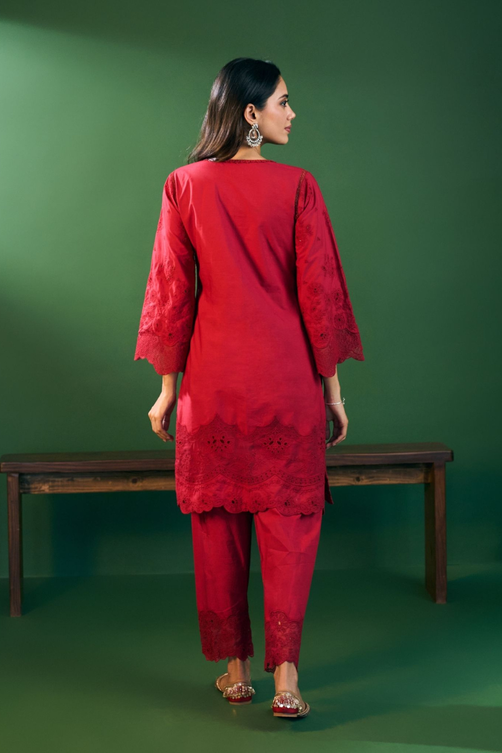 Riva Cotton Red Kurta Set