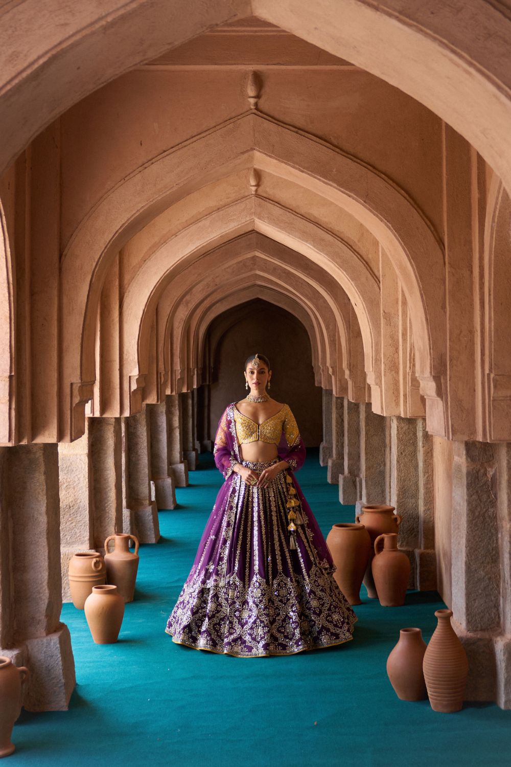 RAAT RANI — Purple Raw Silk Lehenga Set with Contrast Blouse