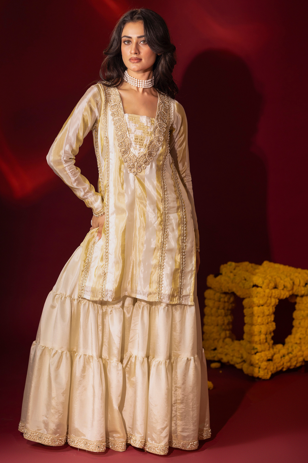 Tissue Kurta and Gharara Set
