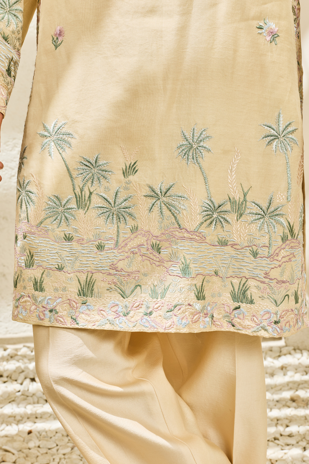 Beige Tropica Waistcoat Set