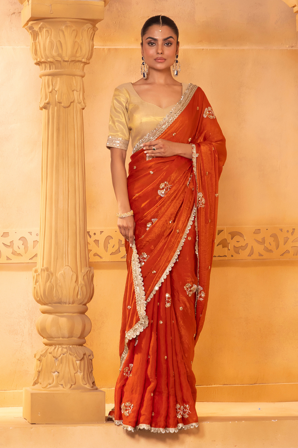 Burnt Orange Saree Set